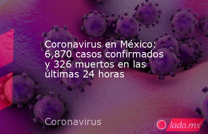 Coronavirus en México: 6,870 casos confirmados y 326 muertos en las últimas 24 horas. Noticias en tiempo real