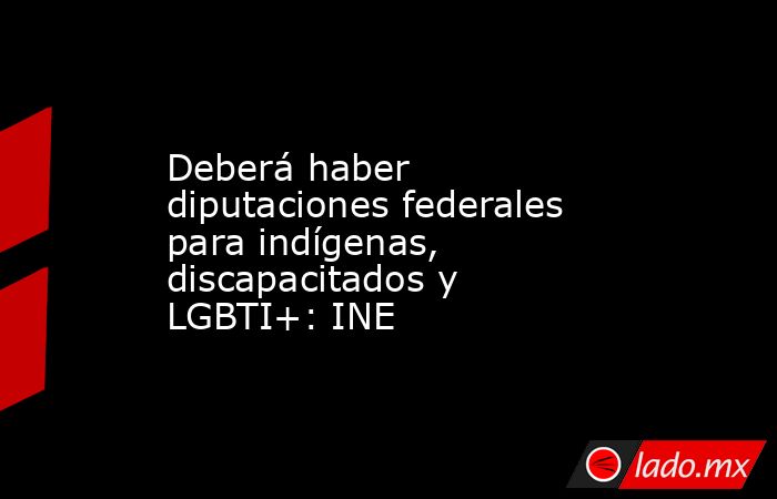 Deberá haber diputaciones federales para indígenas, discapacitados y LGBTI+: INE. Noticias en tiempo real