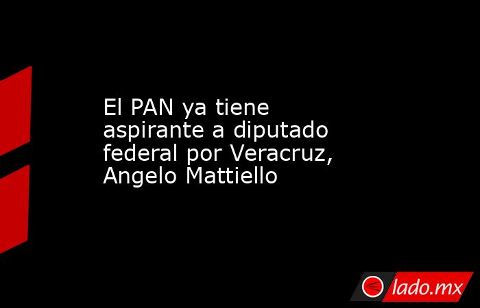 El PAN ya tiene aspirante a diputado federal por Veracruz, Angelo Mattiello. Noticias en tiempo real