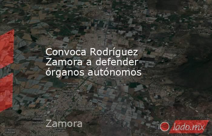 Convoca Rodríguez Zamora a defender órganos autónomos. Noticias en tiempo real