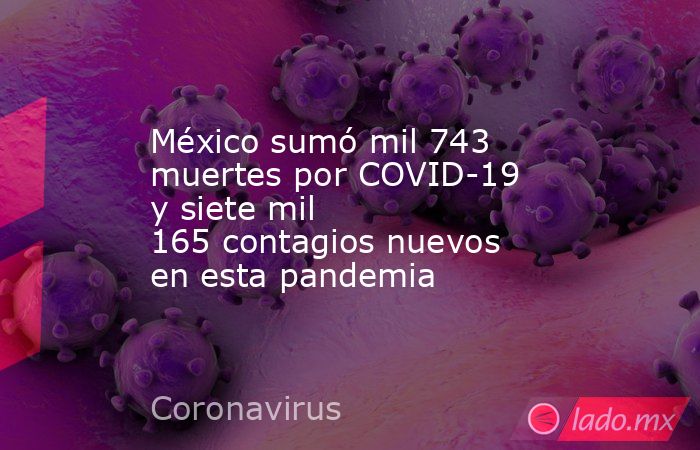 México sumó mil 743 muertes por COVID-19 y siete mil 165 contagios nuevos en esta pandemia. Noticias en tiempo real