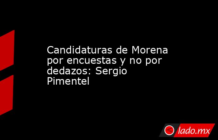 Candidaturas de Morena por encuestas y no por dedazos: Sergio Pimentel. Noticias en tiempo real