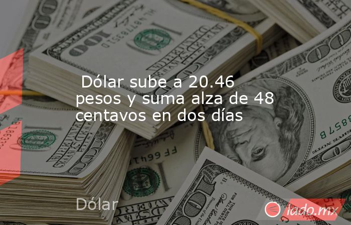  Dólar sube a 20.46 pesos y suma alza de 48 centavos en dos días. Noticias en tiempo real