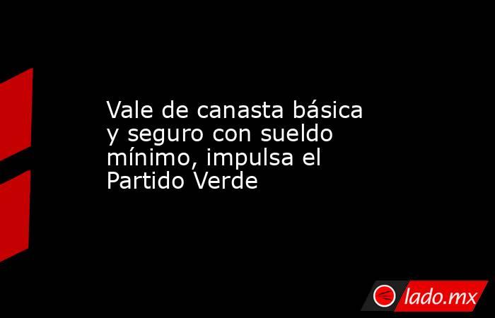 Vale de canasta básica y seguro con sueldo mínimo, impulsa el Partido Verde. Noticias en tiempo real