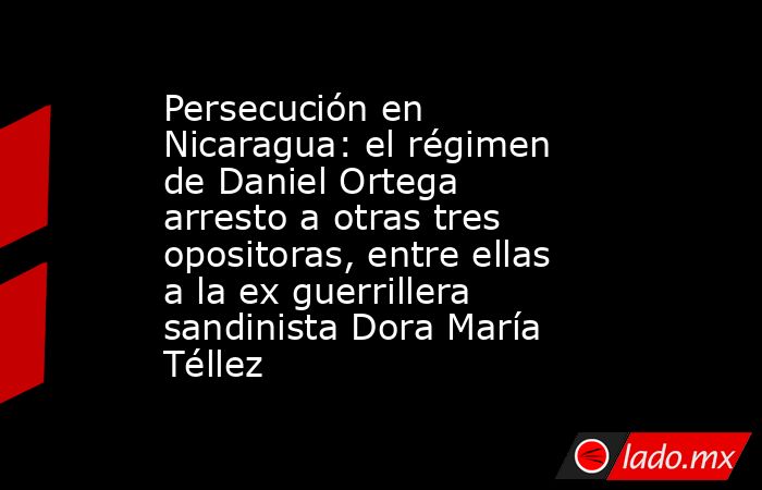 Persecución en Nicaragua: el régimen de Daniel Ortega arresto a otras tres opositoras, entre ellas a la ex guerrillera sandinista Dora María Téllez. Noticias en tiempo real