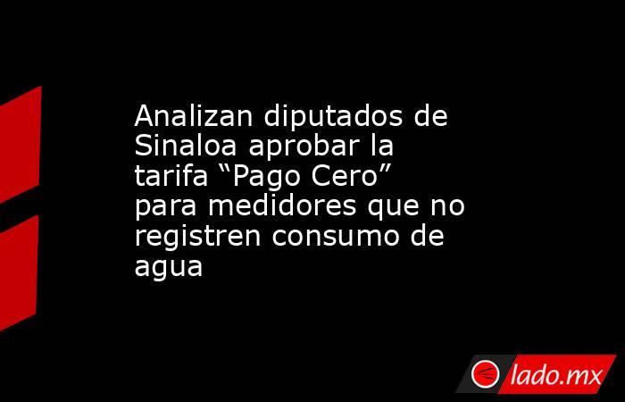 Analizan diputados de Sinaloa aprobar la tarifa “Pago Cero” para medidores que no registren consumo de agua. Noticias en tiempo real