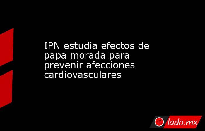 IPN estudia efectos de papa morada para prevenir afecciones cardiovasculares. Noticias en tiempo real