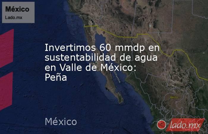 Invertimos 60 mmdp en sustentabilidad de agua en Valle de México: Peña. Noticias en tiempo real