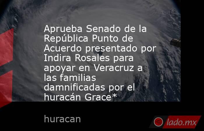 Aprueba Senado de la República Punto de Acuerdo presentado por Indira Rosales para apoyar en Veracruz a las familias damnificadas por el huracán Grace*. Noticias en tiempo real