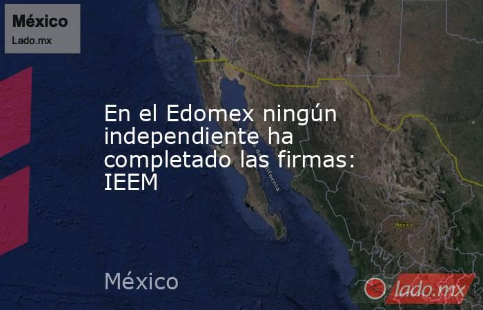 En el Edomex ningún independiente ha completado las firmas: IEEM. Noticias en tiempo real