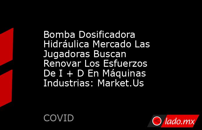 Bomba Dosificadora Hidráulica Mercado Las Jugadoras Buscan Renovar Los Esfuerzos De I + D En Máquinas Industrias: Market.Us. Noticias en tiempo real