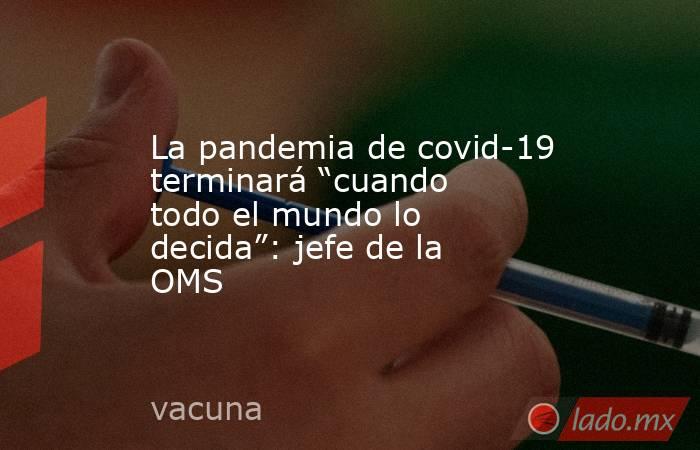 La pandemia de covid-19 terminará “cuando todo el mundo lo decida”: jefe de la OMS. Noticias en tiempo real