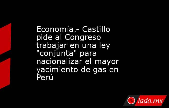 Economía.- Castillo pide al Congreso trabajar en una ley 