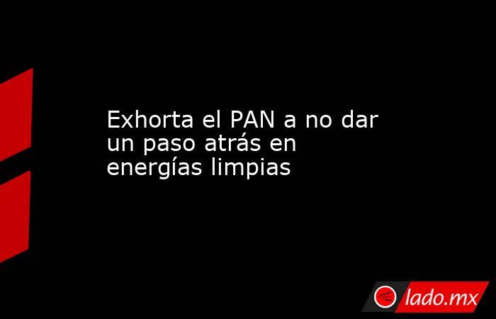 Exhorta el PAN a no dar un paso atrás en energías limpias. Noticias en tiempo real