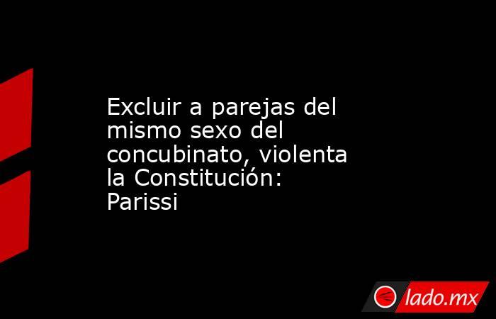 Excluir a parejas del mismo sexo del concubinato, violenta la Constitución: Parissi. Noticias en tiempo real