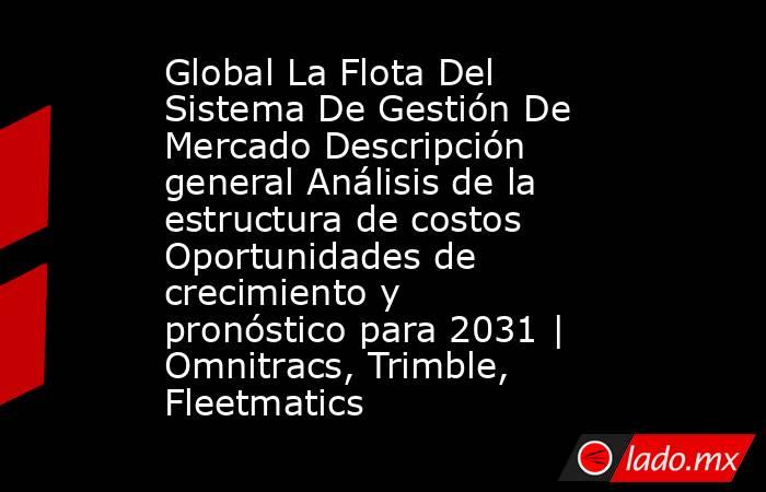 Global La Flota Del Sistema De Gestión De Mercado Descripción general Análisis de la estructura de costos Oportunidades de crecimiento y pronóstico para 2031 | Omnitracs, Trimble, Fleetmatics. Noticias en tiempo real