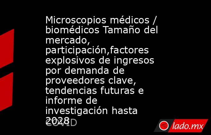 Microscopios médicos / biomédicos Tamaño del mercado, participación,factores explosivos de ingresos por demanda de proveedores clave, tendencias futuras e informe de investigación hasta 2028. Noticias en tiempo real