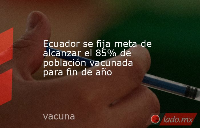 Ecuador se fija meta de alcanzar el 85% de población vacunada para fin de año. Noticias en tiempo real