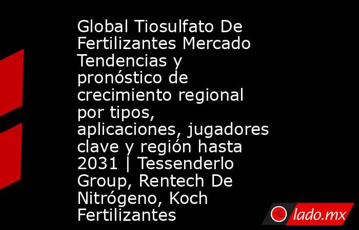 Global Tiosulfato De Fertilizantes Mercado Tendencias y pronóstico de crecimiento regional por tipos, aplicaciones, jugadores clave y región hasta 2031 | Tessenderlo Group, Rentech De Nitrógeno, Koch Fertilizantes. Noticias en tiempo real