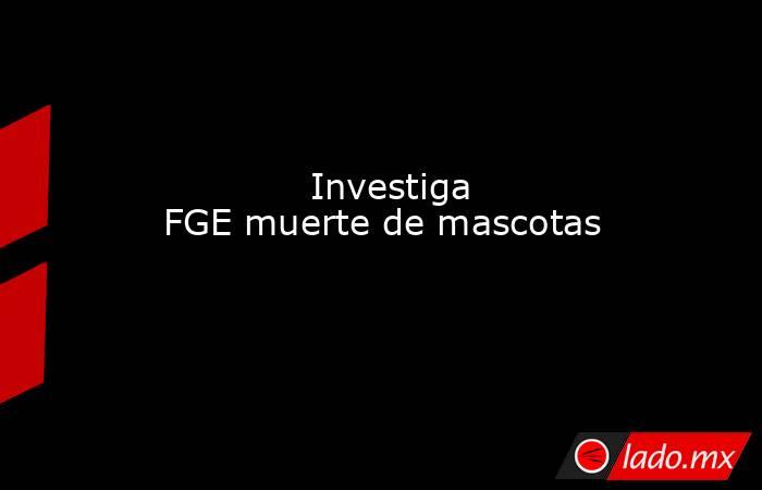             Investiga FGE muerte de mascotas            . Noticias en tiempo real