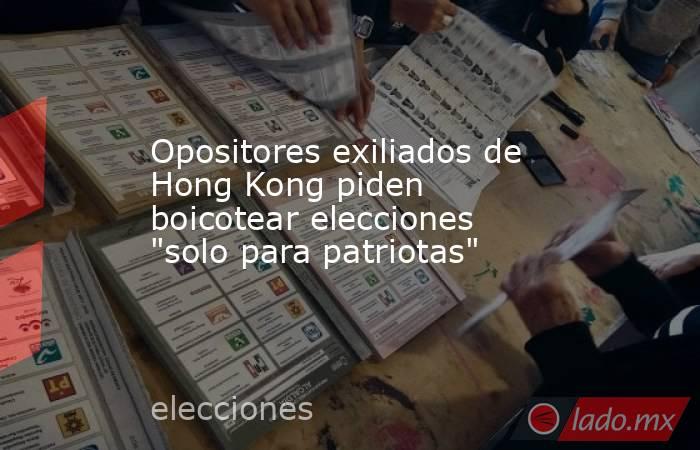 Opositores exiliados de Hong Kong piden boicotear elecciones 