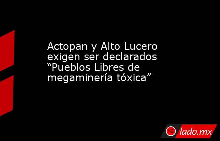 Actopan y Alto Lucero exigen ser declarados “Pueblos Libres de megaminería tóxica”. Noticias en tiempo real
