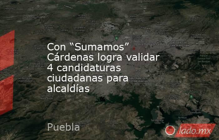 Con “Sumamos” Cárdenas logra validar 4 candidaturas ciudadanas para alcaldías. Noticias en tiempo real