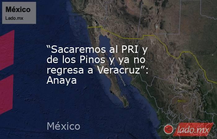 “Sacaremos al PRI y de los Pinos y ya no regresa a Veracruz”: Anaya. Noticias en tiempo real