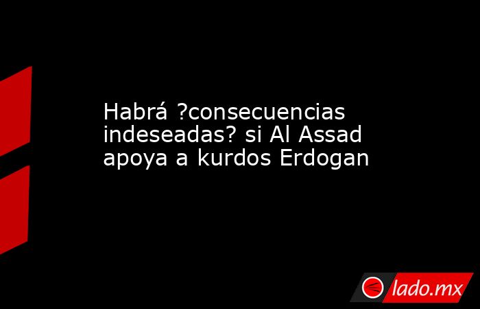 Habrá ?consecuencias indeseadas? si Al Assad apoya a kurdos Erdogan. Noticias en tiempo real