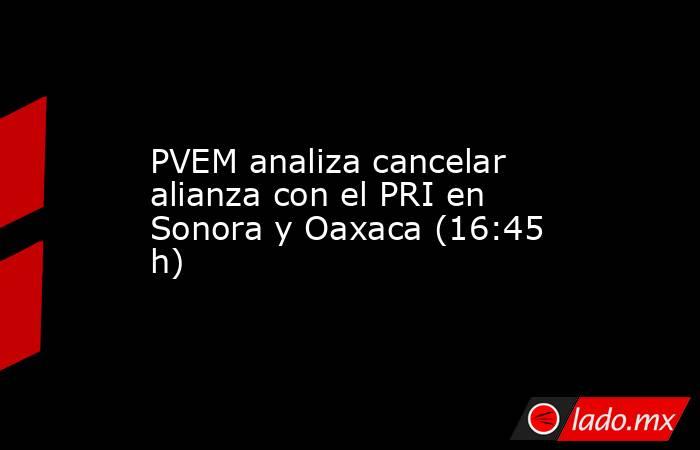PVEM analiza cancelar alianza con el PRI en Sonora y Oaxaca (16:45 h). Noticias en tiempo real