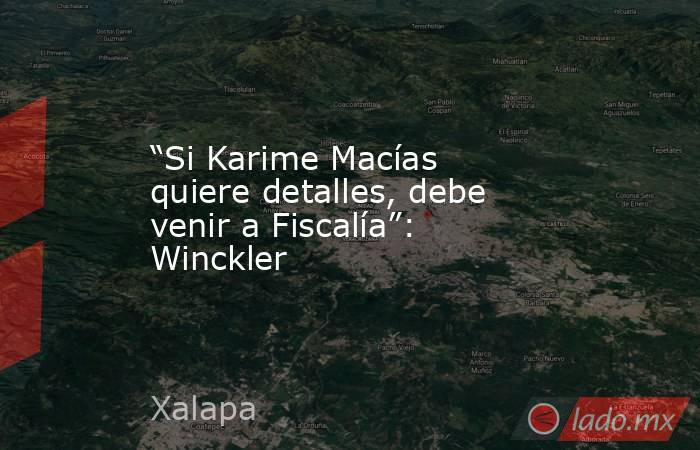 “Si Karime Macías quiere detalles, debe venir a Fiscalía”: Winckler. Noticias en tiempo real