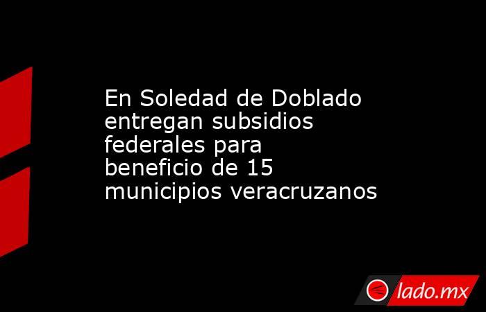 En Soledad de Doblado entregan subsidios federales para beneficio de 15 municipios veracruzanos. Noticias en tiempo real