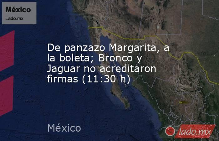 De panzazo Margarita, a la boleta; Bronco y Jaguar no acreditaron firmas (11:30 h). Noticias en tiempo real