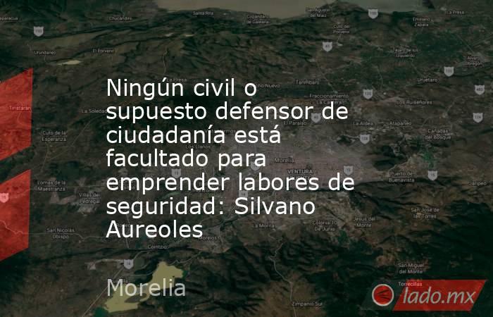 Ningún civil o supuesto defensor de ciudadanía está facultado para emprender labores de seguridad: Silvano Aureoles. Noticias en tiempo real
