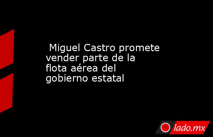  Miguel Castro promete vender parte de la flota aérea del gobierno estatal. Noticias en tiempo real