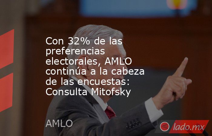 Con 32% de las preferencias electorales, AMLO continúa a la cabeza de las encuestas: Consulta Mitofsky. Noticias en tiempo real