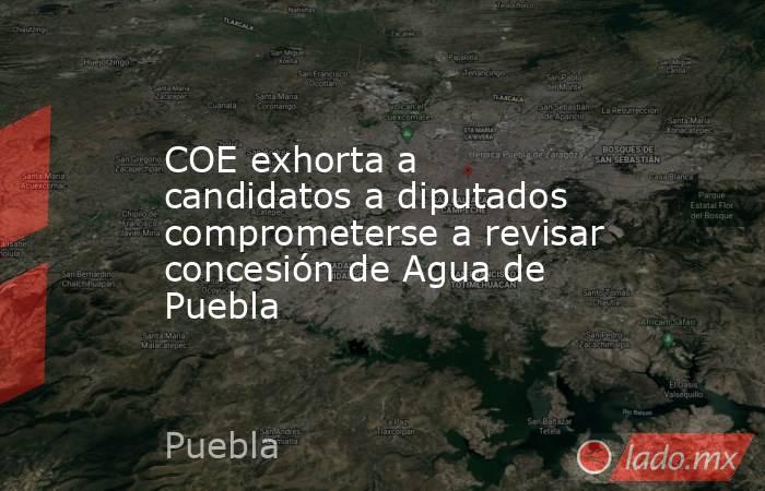 COE exhorta a candidatos a diputados comprometerse a revisar concesión de Agua de Puebla. Noticias en tiempo real