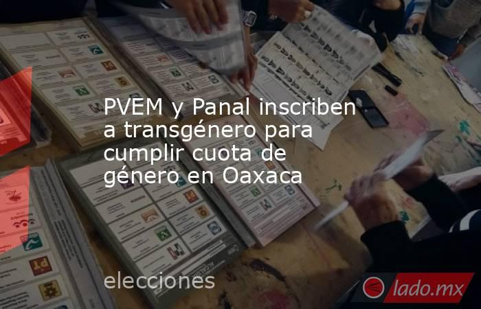PVEM y Panal inscriben a transgénero para cumplir cuota de género en Oaxaca. Noticias en tiempo real