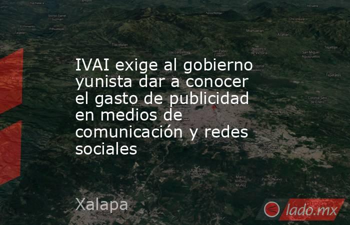 IVAI exige al gobierno yunista dar a conocer el gasto de publicidad en medios de comunicación y redes sociales. Noticias en tiempo real